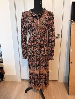 Long Sleeve Floral Maxi Dress with Ruffle Details